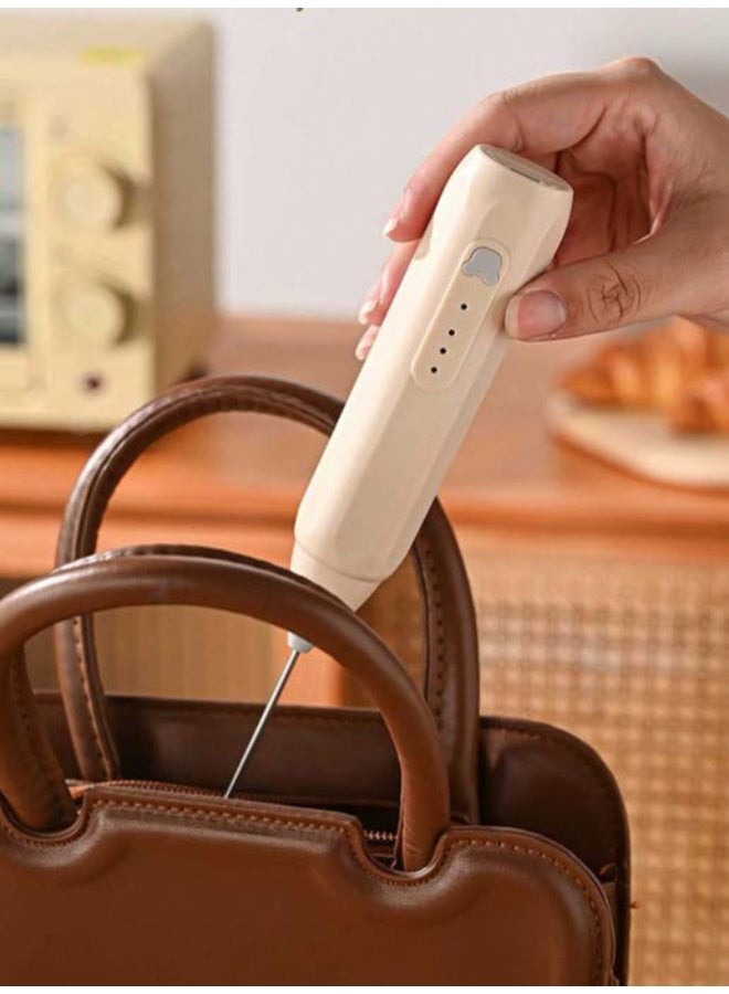 Rechargeable electric milk frother, milk foam maker, beverage mixer with stainless steel whisks, with 4-level adjustable speed - Image 2