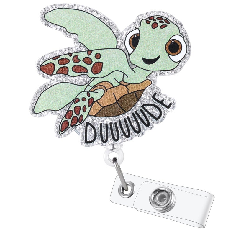 BEZTN Funny Turtle Nurse Badge Reel, Cute Work Badge Holder with Retractable Clip, Pediatric Badge Buddy, Nursing Student RN LPN CNA MA Medical Worker Teacher Doctor ID Name Badge Clip Accessories - Image 1