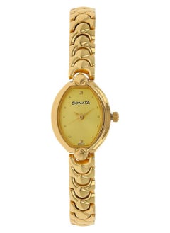 Sonata Women's Analog Oval Shape Metal Wrist Watch 8107YM02 - 28 Mm  - Image 1