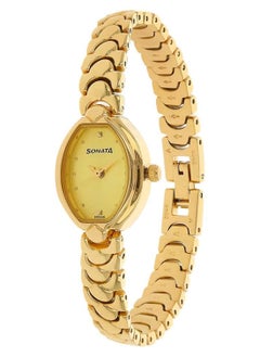 Sonata Women's Analog Oval Shape Metal Wrist Watch 8107YM02 - 28 Mm  - Image 2