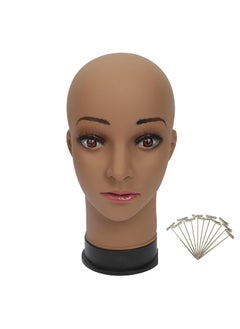 BHD BEAUTY BHD BEAUTY Bald Mannequin Head Brown Female Professional Cosmetology for Wig Making, Display wigs, eyeglasses, hairs with T pins 21'' 