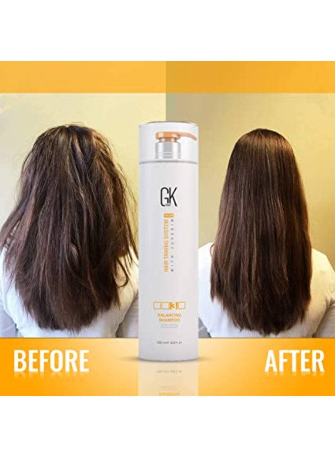 GK Hair شامبو موازن 1000 مل للشعر الدهني المعالج بالألوان - تنظيف عميق واستعادة مستويات الحموضة - مثالي للشعر المعالج بشكل مفرط والمتعرض للضغط البيئي - Image 2