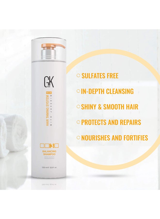 GK Hair شامبو موازن 1000 مل للشعر الدهني المعالج بالألوان - تنظيف عميق واستعادة مستويات الحموضة - مثالي للشعر المعالج بشكل مفرط والمتعرض للضغط البيئي - Image 3
