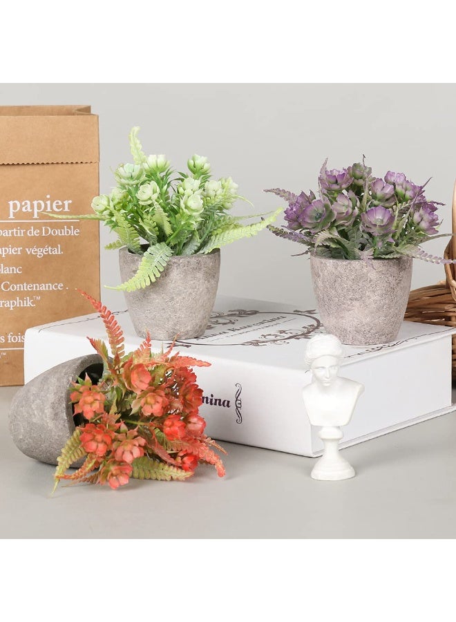 Set of 6 Mini Artificial Potted Plants, Plastic Fake Topiary Shrubs for Indoor Home Office Decor - Image 4
