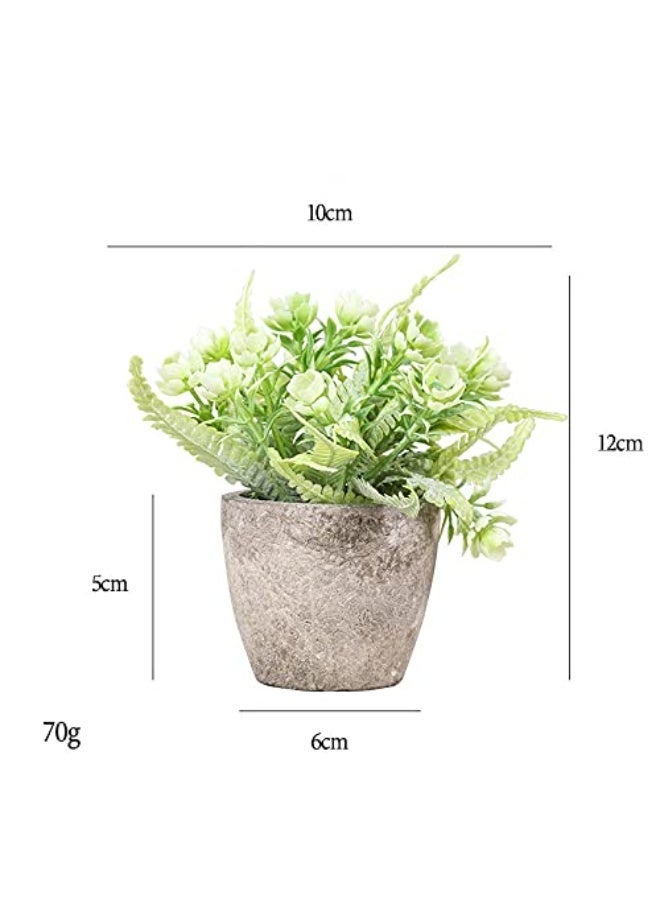 Set of 6 Mini Artificial Potted Plants, Plastic Fake Topiary Shrubs for Indoor Home Office Decor - Image 2