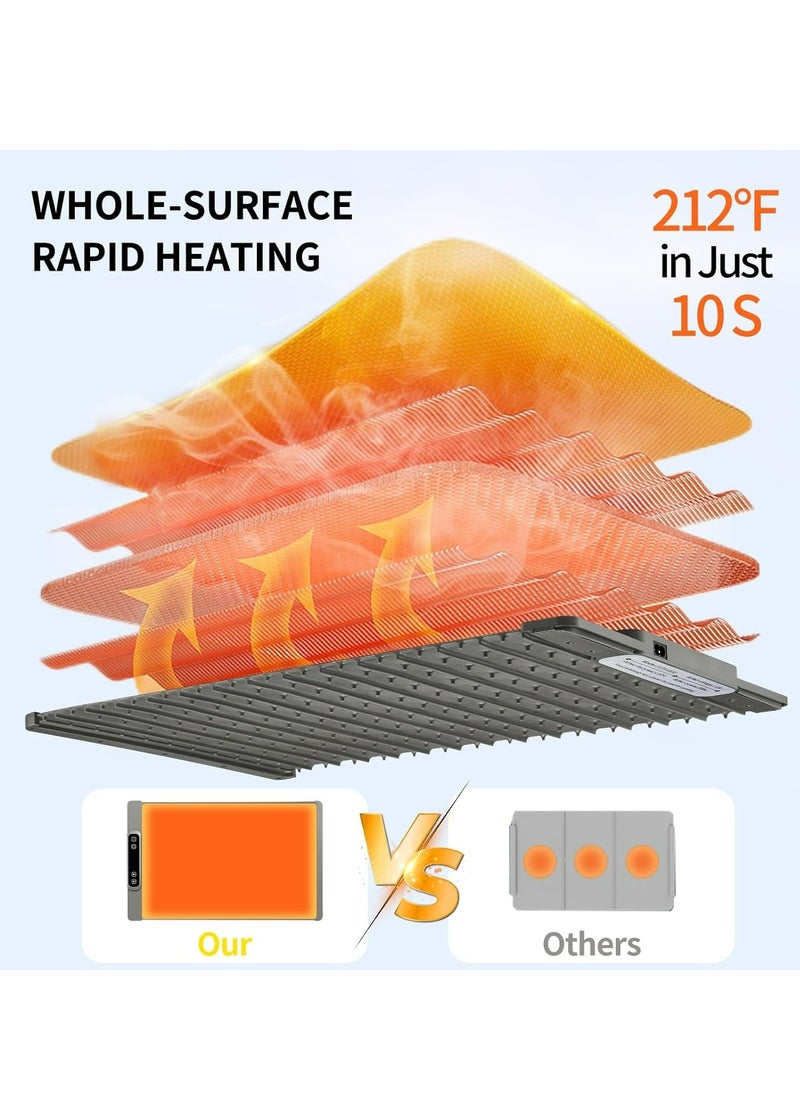 Generic Food Warming Mat, Silicone Electric Warming Tray, 5 Temperature Levels, 4 Hour Timer, Child Safety Lock, Gray  - Image 4