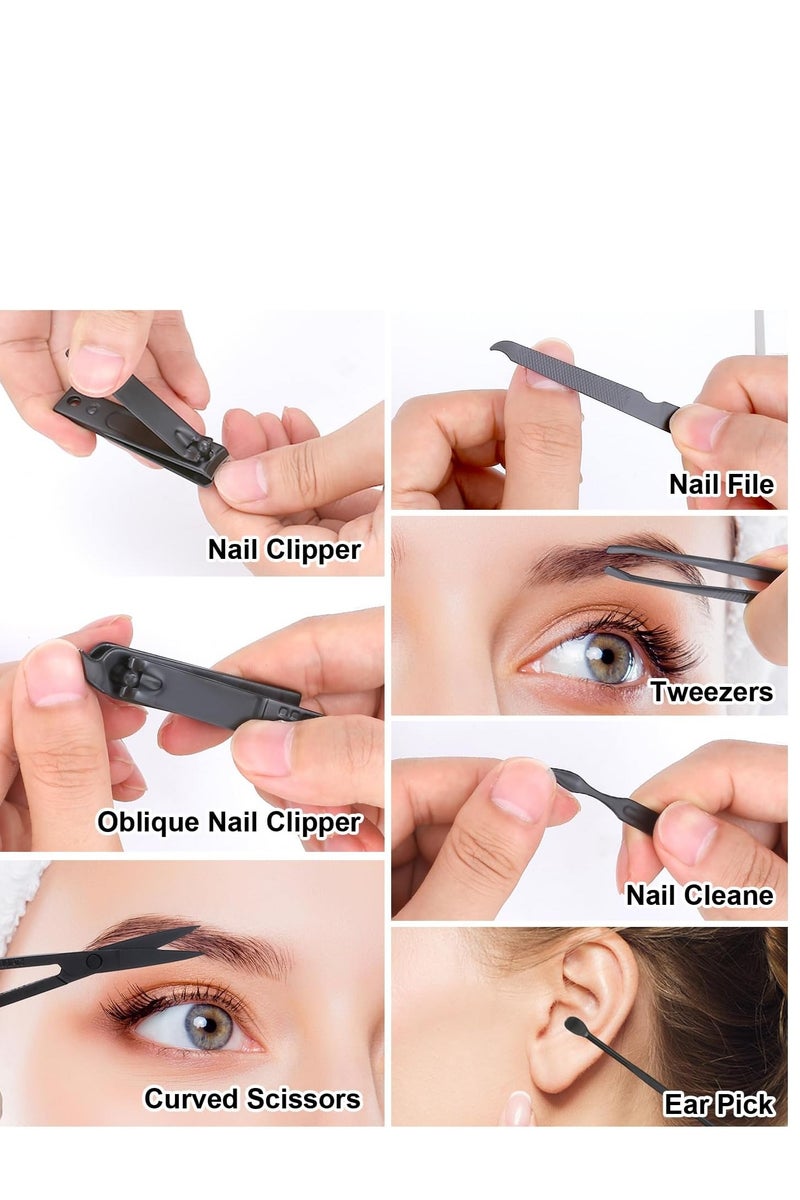 12-in-1 Professional Manicure and Pedicure Set for Hands and Feet, nail clippers, scissors, nail files, cuticle remover, and nail cleaning tools, made of stainless steel, in an elegant organized case for hygiene, perfect for home use and travel, suitable for men and women, complete set for precise nail care and shaping, a great gift and professional personal grooming tool. - Image 3