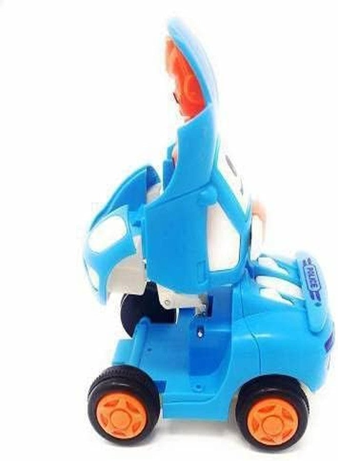 Fezeedi Mini Cartoon Transformer Car for Kids & Transformers Car Lover - Push N Go Toys - Pull Back Racing Car (Blue) (Pack of 1) - Image 4