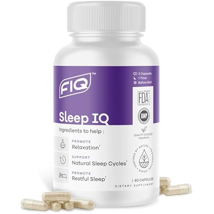 FIQ Formula IQ - Sleep IQ - Sleep Aid - Magnesium Supplement with 5 mg Melatonin, Lemon Balm, & Valerian Root - 60 Capsules - Image 1