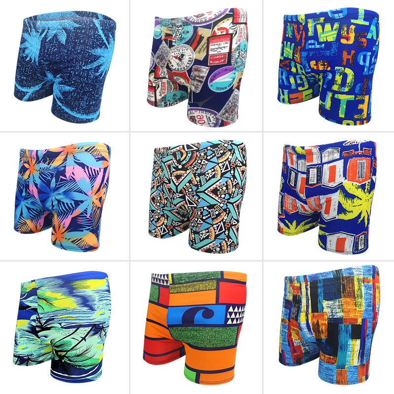 Generic Xingjia Chengmei new milk silk boxer large size Swimming trunks [multi-color optional] trend mens printing swimming trunks Mixed color mixed batch