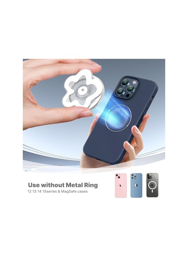 Green Tiger Cute Transparent Daisy Flower Shape Design Mobile Phone Grip Compatible with Magsafe Multi Functional Collapsible Stand Holder for Smartphone Tablet Cell Phone Accessory (Black) - Image 3