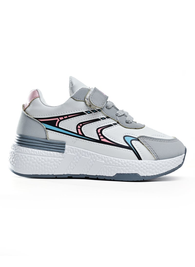 Desert Kid's Leather Fashion Sneakers – Side Colored Design - Image 1