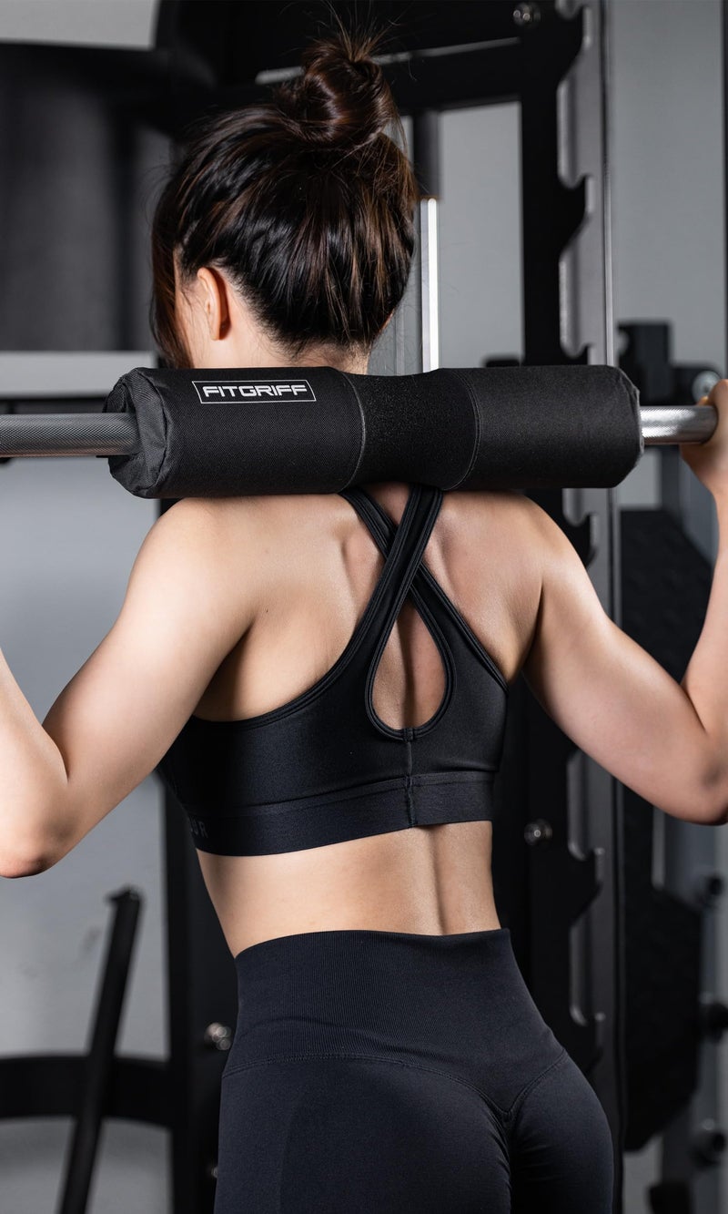 FitgriffÂ® Barbell Hip Thrust Pad for Squats, Lunges & Glute Bridges â€“ Weightlifting Cushion for Neck & Shoulder Protection â€“ Fits Olympic & Standard Bars (Black) - Image 4