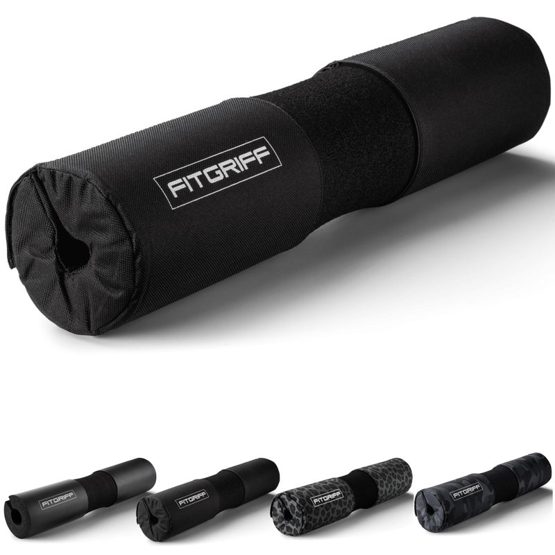FitgriffÂ® Barbell Hip Thrust Pad for Squats, Lunges & Glute Bridges â€“ Weightlifting Cushion for Neck & Shoulder Protection â€“ Fits Olympic & Standard Bars (Black) - Image 1