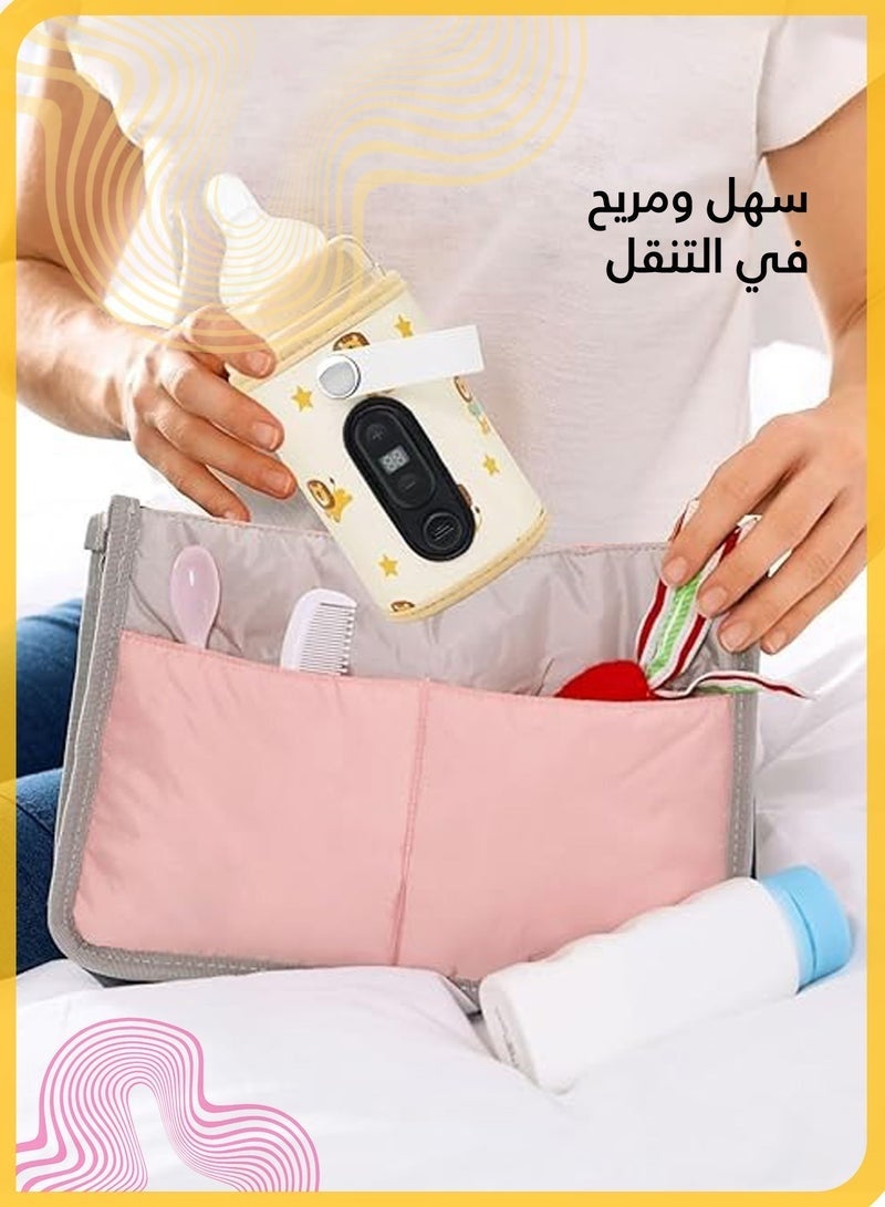 هوجفتس مسخن رضاعات محمول للرضع, للاستخدام أثناء التنقل, تحكم بدرجة الحرارة 6 مستويات, تسخين سريع ومتساوي, سهل التنظيف (شكل الأسد) - Image 3