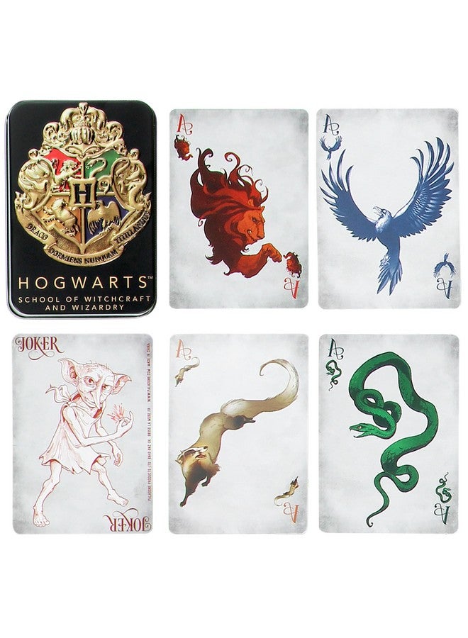 Paladone Hogwarts Playing Cards in a Tin Black, Harry Potter Game & Activity, 52 Cards Representing Gryffindor Ravenclaw Hufflepuff Slytherin - Image 1