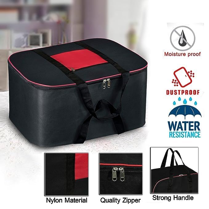 BB BACKBENCHERS Collapsible Fabric Storage Cubes Organizer with Handles Foldable Storage Baskets for Organizing Toys, Books, Shelves, Closet, Large Storage Box with Handles (Black Red (Pack of 3)) - Image 2