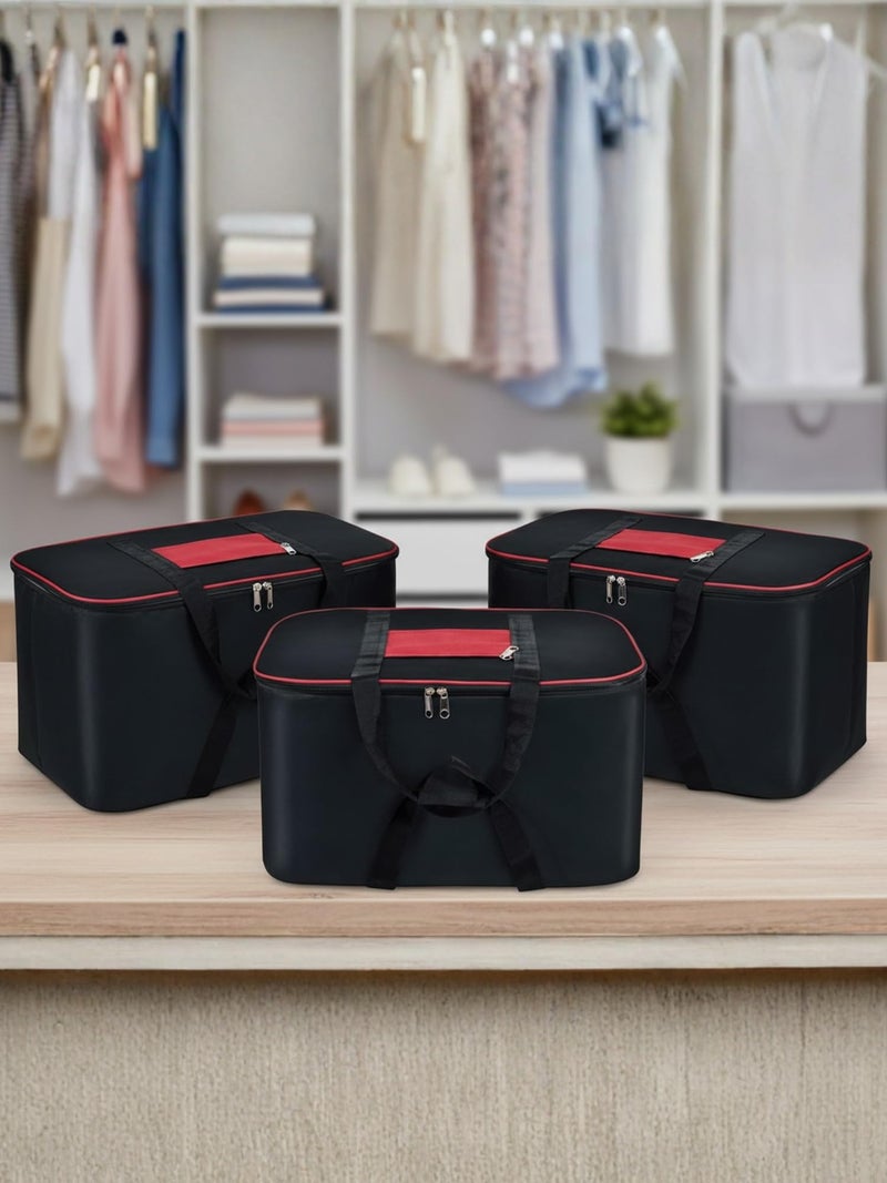 BB BACKBENCHERS Collapsible Fabric Storage Cubes Organizer with Handles Foldable Storage Baskets for Organizing Toys, Books, Shelves, Closet, Large Storage Box with Handles (Black Red (Pack of 3)) - Image 1