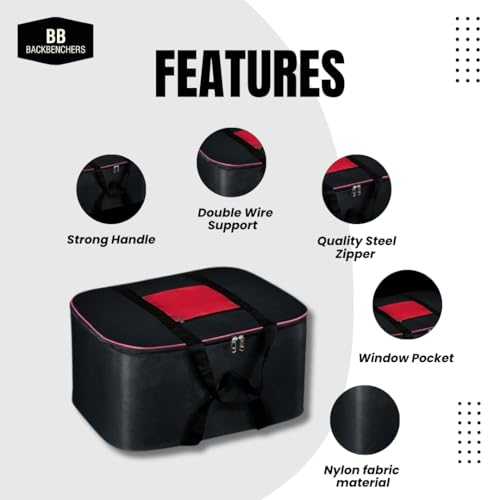 BB BACKBENCHERS Collapsible Fabric Storage Cubes Organizer with Handles Foldable Storage Baskets for Organizing Toys, Books, Shelves, Closet, Large Storage Box with Handles (Black Red (Pack of 3)) - Image 3