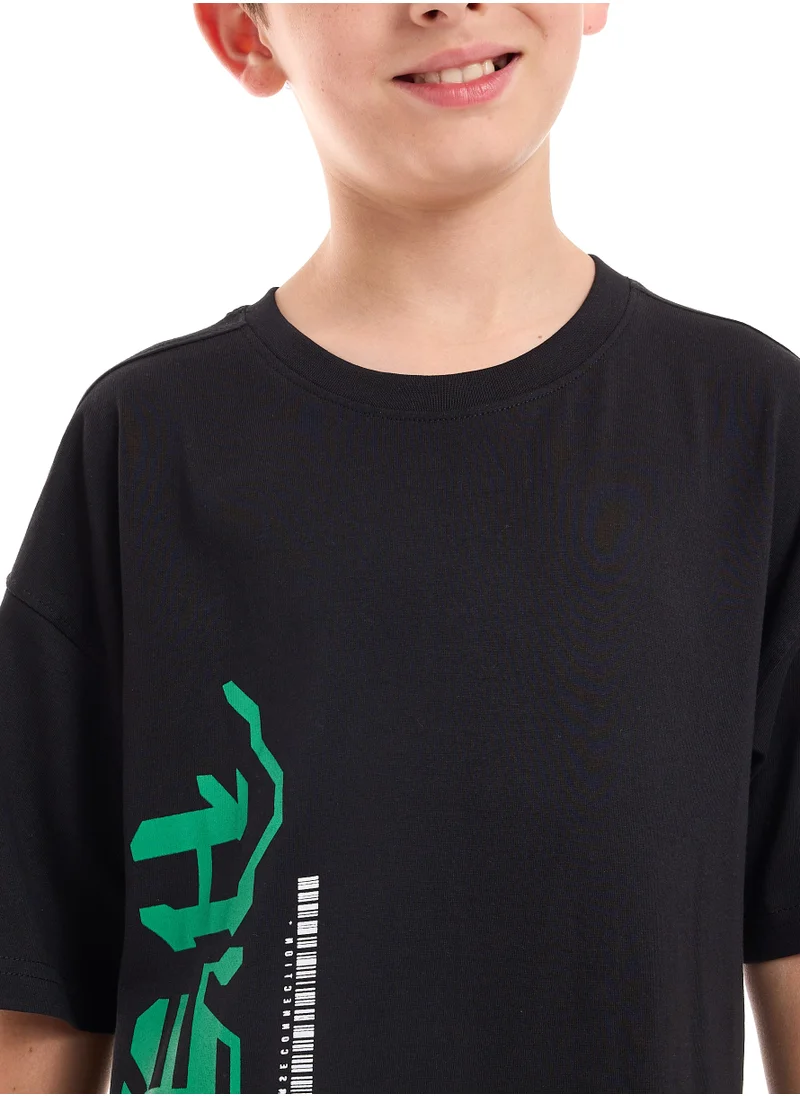 فكتور اند جين Victor and Jane Boys Oversized T-shirt Short sleeve - Black