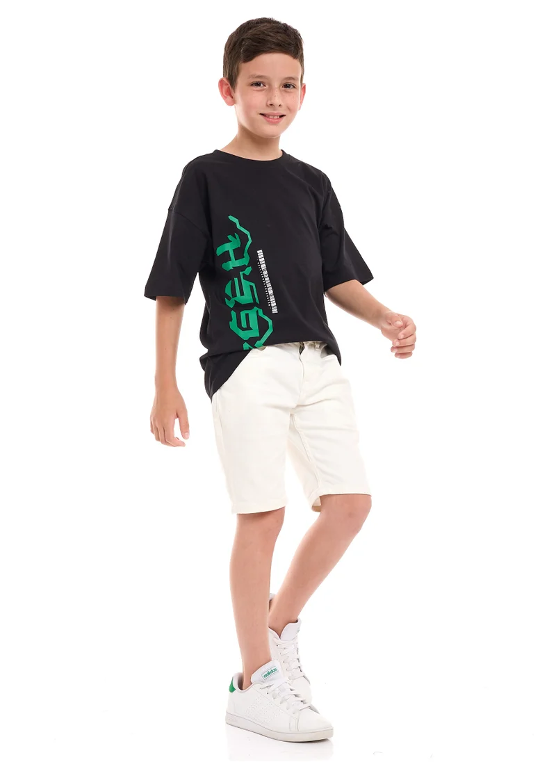 فكتور اند جين Victor and Jane Boys Oversized T-shirt Short sleeve - Black