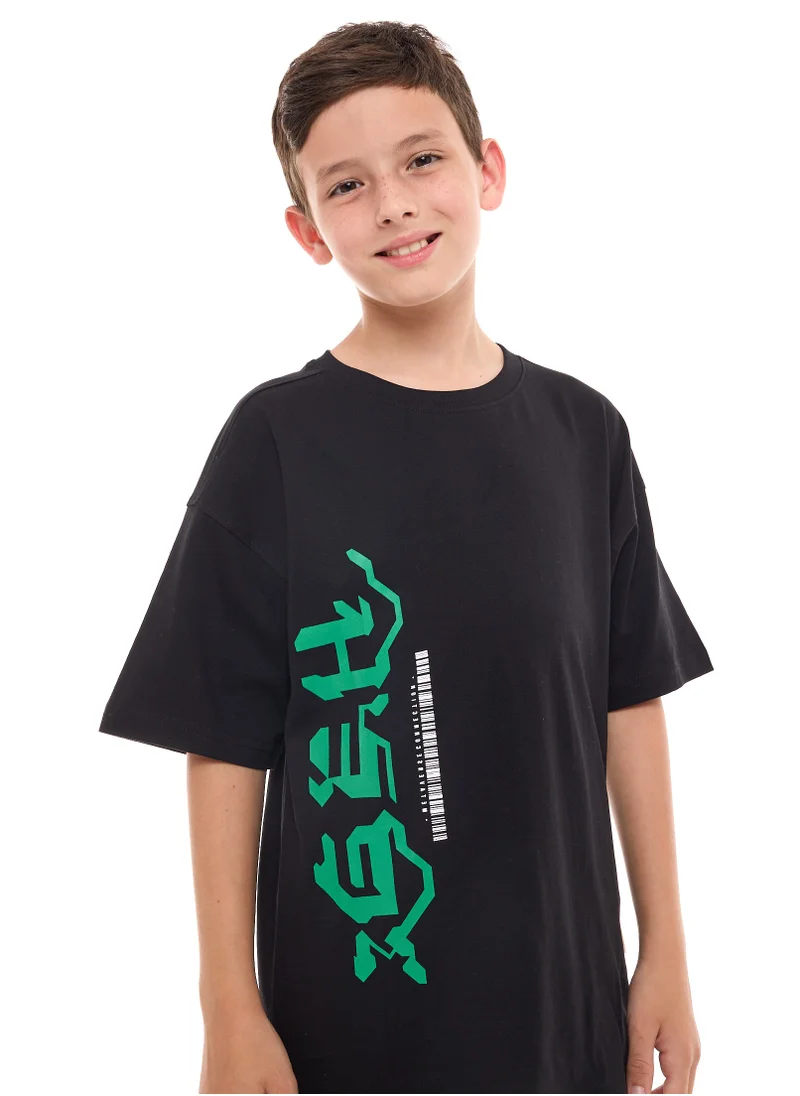 فكتور اند جين Victor and Jane Boys Oversized T-shirt Short sleeve - Black