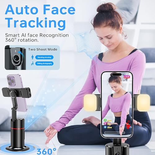 HOLD UP Auto Face Tracking Tripod with Remote 360° Rotation Auto Tracking Phone Holder Smart Tracking Phone Stand Moving Tripod for iPhone Content Creator Essentials for Video Vlog Live Stream, No App - Image 3