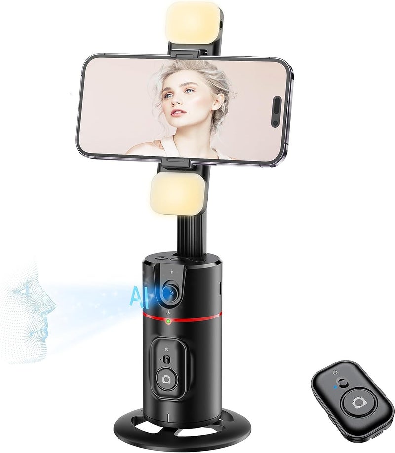 HOLD UP Auto Face Tracking Tripod with Remote 360° Rotation Auto Tracking Phone Holder Smart Tracking Phone Stand Moving Tripod for iPhone Content Creator Essentials for Video Vlog Live Stream, No App - Image 1