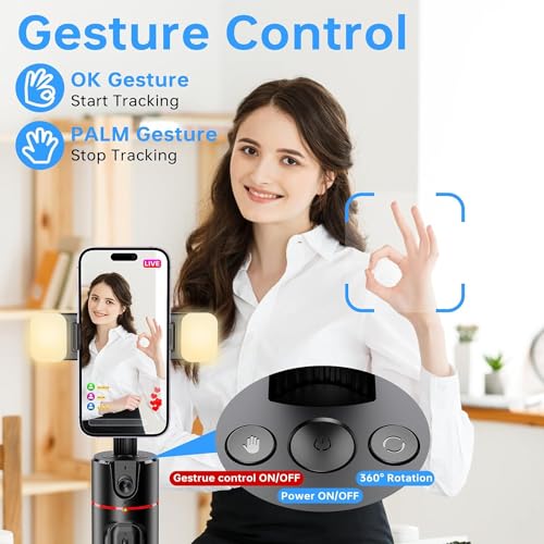 HOLD UP Auto Face Tracking Tripod with Remote 360° Rotation Auto Tracking Phone Holder Smart Tracking Phone Stand Moving Tripod for iPhone Content Creator Essentials for Video Vlog Live Stream, No App - Image 2
