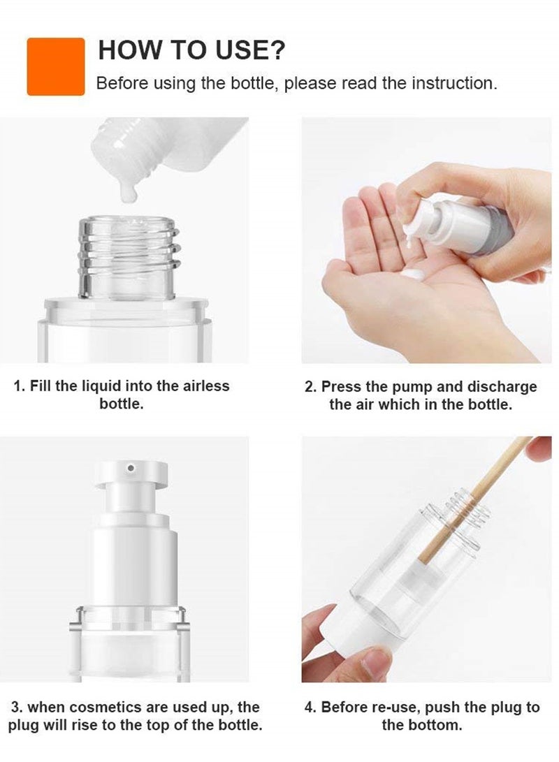 Excefore 3.4 Oz 100ml Clear Airless Cosmetic Cream Pump Bottle Travel Size Dispenser Refillable Containers/Foundation Travel Pump Bottle for Shampoo, Pack of 6 - Image 2