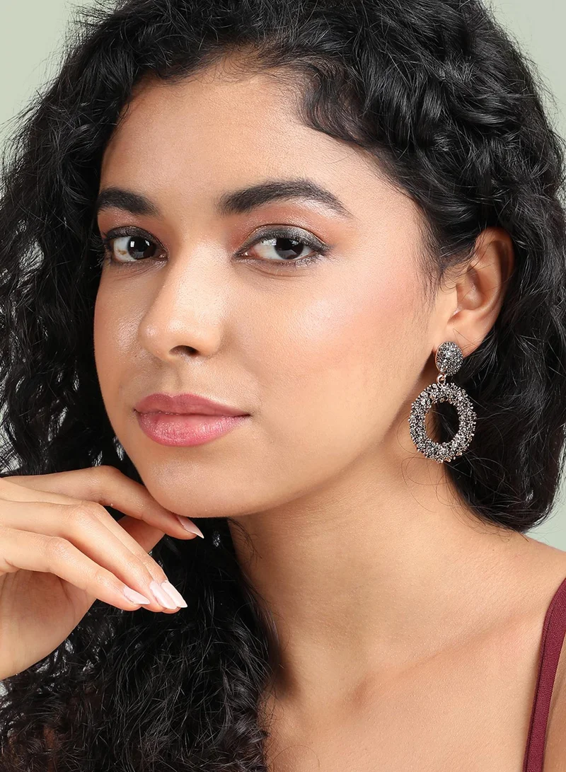 SOHI Floral Cluster Circular Artificial Drop Earring Jewellery