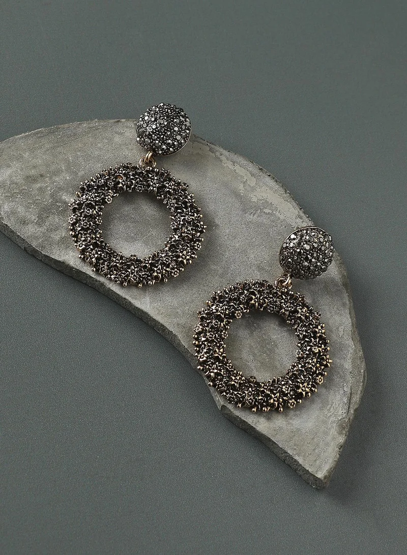 SOHI Floral Cluster Circular Artificial Drop Earring Jewellery