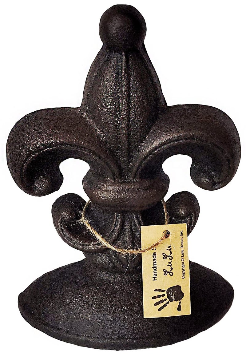 Lulu Decor, Cast Iron Fleur De Lis Door Stop, 2 Lbs, Door Stopper (Antique Black) - Image 4