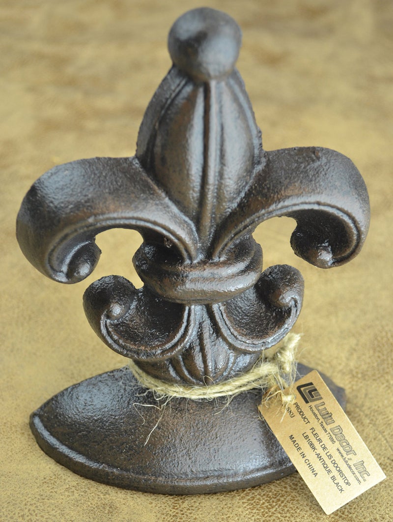 Lulu Decor, Cast Iron Fleur De Lis Door Stop, 2 Lbs, Door Stopper (Antique Black) - Image 2