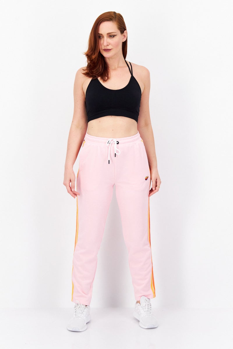 Ocean Pacific Women Drawstring Embroidered Logo Sweatpants, Pink - Image 3