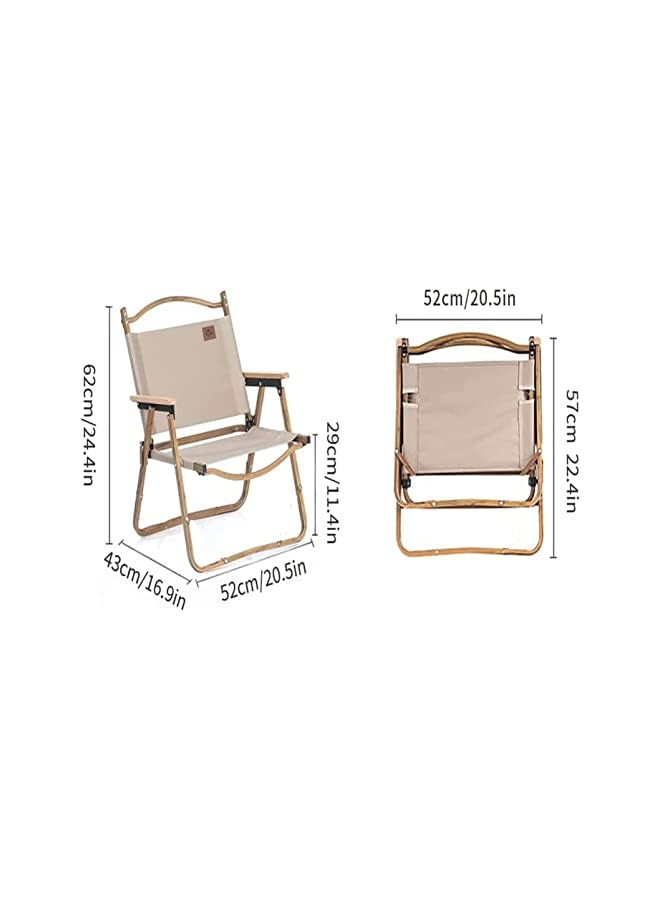 PROMASS كرسي تخييم قابل للطي كرسي شاطئ خارجي محمول أثاث خفيف الوزن كرسي للتنزه مع مقبض خشبي قاعدة ألمنيوم كرسي قابل للطي مستقر للشواء والمشي وصيد السمك والنزهات والسفر - Image 2