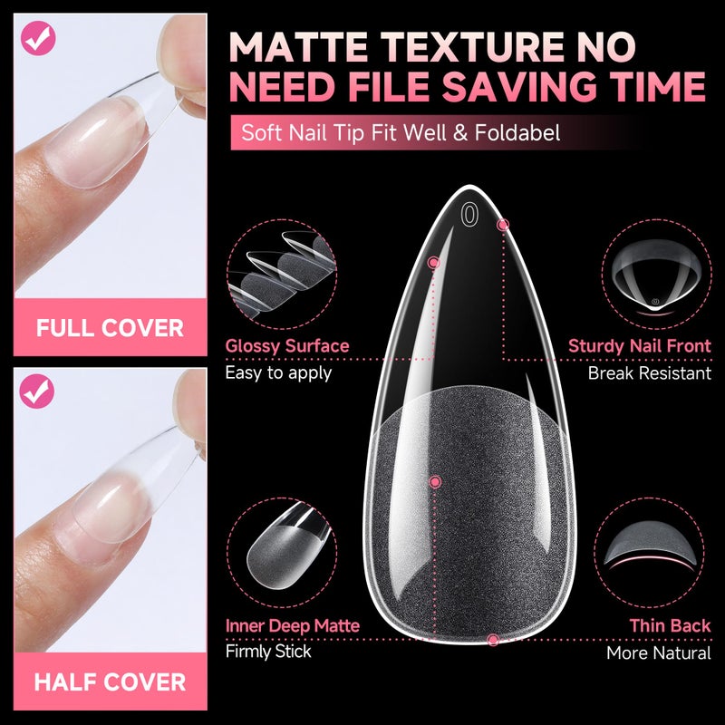 UNA GELLA Medium Stiletto Nail Tips Full Cover 120pcs Gel Nail Tips Stiletto Almond Pre-etched S tiletto Press on Nails Clear Acrylic Fake False Nails for Nail Extensions Home DIY Salon 12 Sizes - Image 4