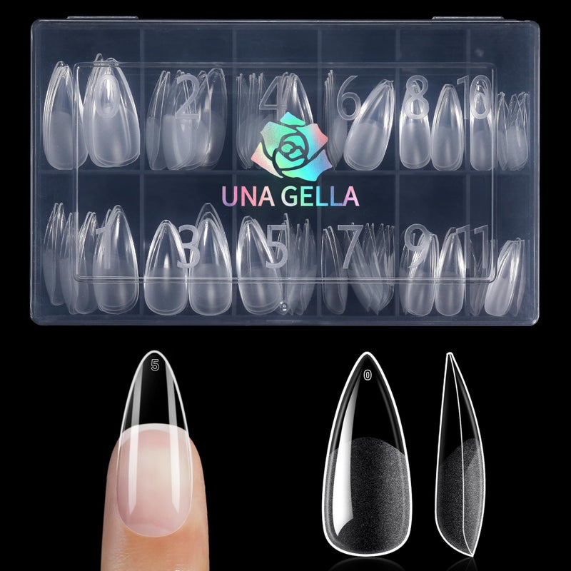 UNA GELLA Medium Stiletto Nail Tips Full Cover 120pcs Gel Nail Tips Stiletto Almond Pre-etched S tiletto Press on Nails Clear Acrylic Fake False Nails for Nail Extensions Home DIY Salon 12 Sizes - Image 1