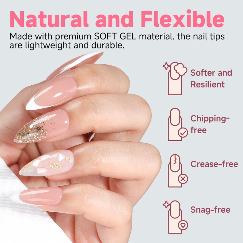 UNA GELLA Medium Stiletto Nail Tips Full Cover 120pcs Gel Nail Tips Stiletto Almond Pre-etched S tiletto Press on Nails Clear Acrylic Fake False Nails for Nail Extensions Home DIY Salon 12 Sizes - Image 3