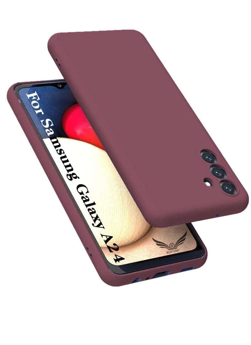 Raxoom Maroon Liquid Soft Silicone Protective Case for Samsung Galaxy A24 4G – Anti-Scratch and Shockproof - Image 1
