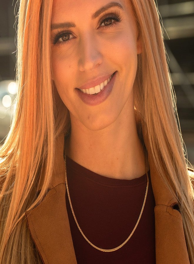 LIFETIME JEWELRY Crushed Herringbone Chain Necklaces for Women and Men 24k Gold Plated (20 inches, 2.5mm, Gold) - Image 2