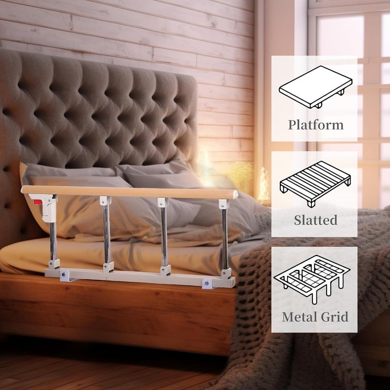 lefeke Bed Rails for Elderly Adults Safety, Folding Bedside Assist Rail Handle, Adjustable Bed Cane for Seniors Fit Full Twin King Queen Size, Fall Prevention Safety Bed Guard Rail - Image 2