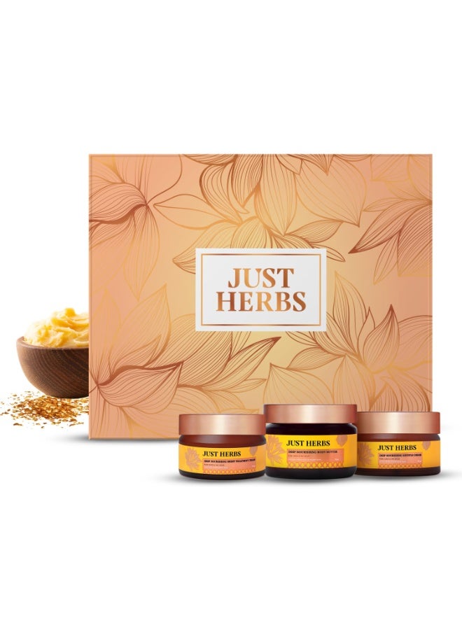 جاست هيربز مجموعة Just Herbs: كريم ليلي مغذٍ بعمق، وزبدة للجسم مغذية بعمق، وكريم "سوفليه" مغذٍ بعمق (عبوات سعة 15 جم × 3) - Image 1