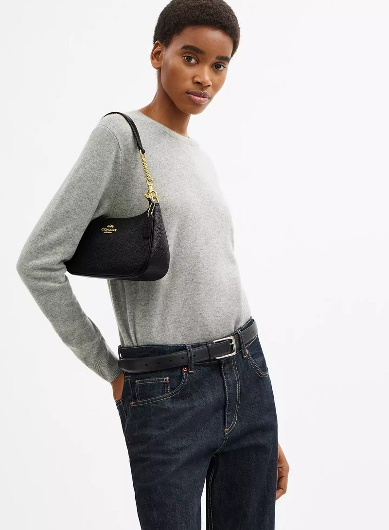 كوتش اوت ليت حقيبة كتف نسائية من Coach Teri مصنوعة من قماش مميز، حقيبة يد نسائية، حقيبة هوبو نسائية، حقيبة توت نسائية، حقيبة سفر نسائية، لون أسود 24 سم - Image 2