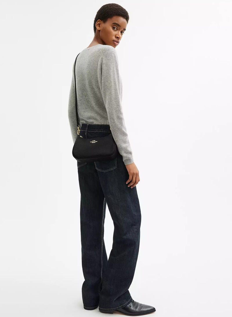 كوتش اوت ليت حقيبة كتف نسائية من Coach Teri مصنوعة من قماش مميز، حقيبة يد نسائية، حقيبة هوبو نسائية، حقيبة توت نسائية، حقيبة سفر نسائية، لون أسود 24 سم - Image 3