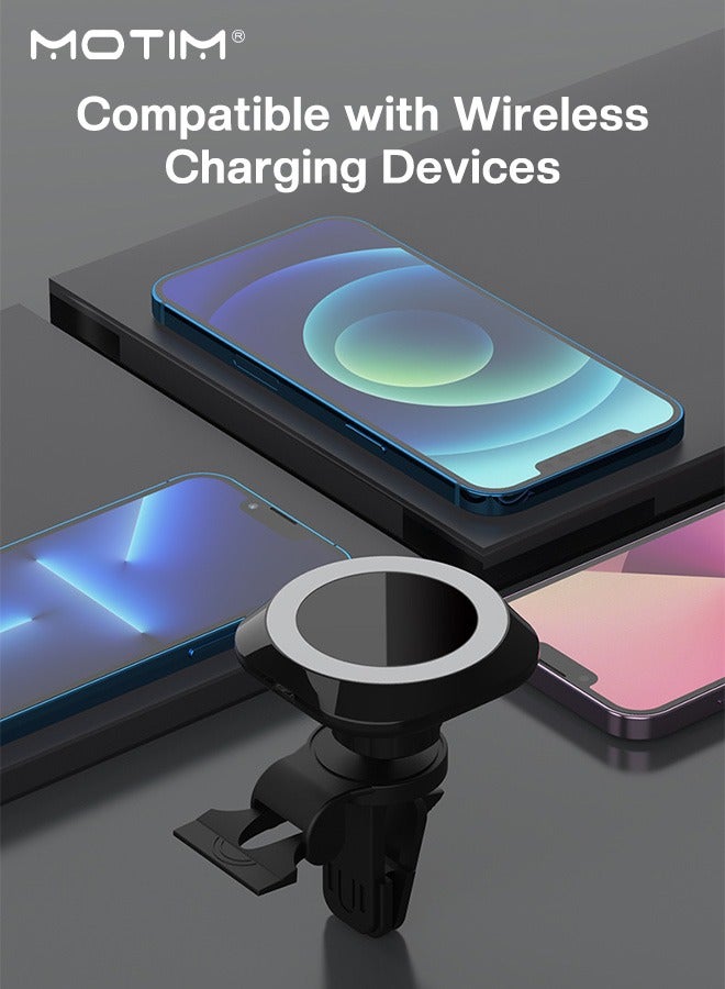 MagSafe Car Phone Holder, 15W Wireless Charging Car Mount with Strong N52 Magnet, 360° Rotation, Secure Grip, Universal Fit for iPhone 16/15/14/13/12 Series, Samsung S25/S24 Ultra, Pixel 9, OnePlus 12, Xiaomi etc