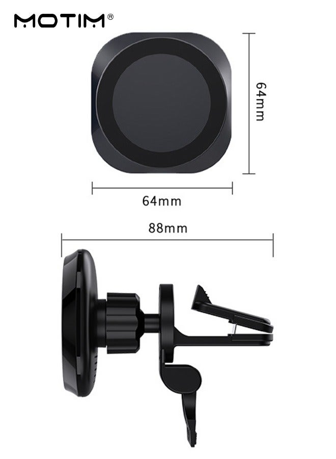 MagSafe Car Phone Holder, 15W Wireless Charging Car Mount with Strong N52 Magnet, 360° Rotation, Secure Grip, Universal Fit for iPhone 16/15/14/13/12 Series, Samsung S25/S24 Ultra, Pixel 9, OnePlus 12, Xiaomi etc