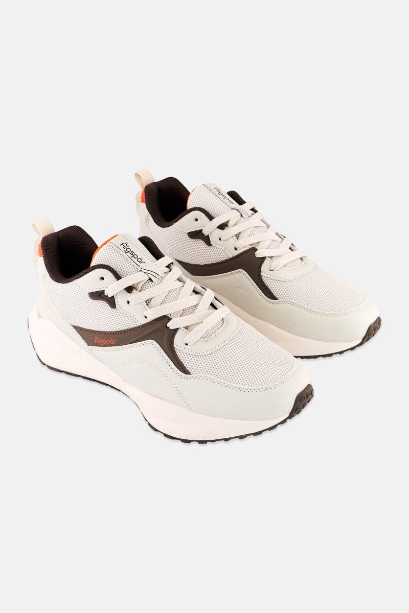 Algspar Men Lace Up Shoes, Beige - Image 1