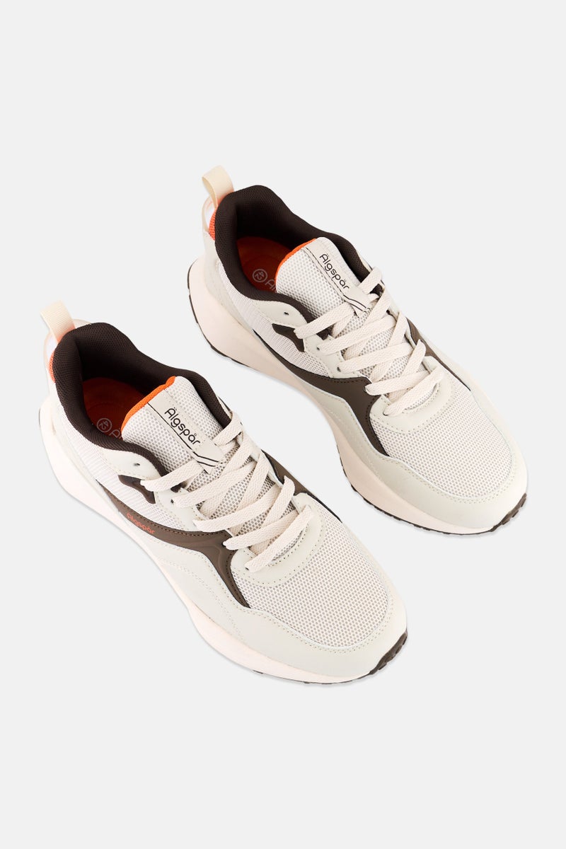 Algspar Men Lace Up Shoes, Beige - Image 4