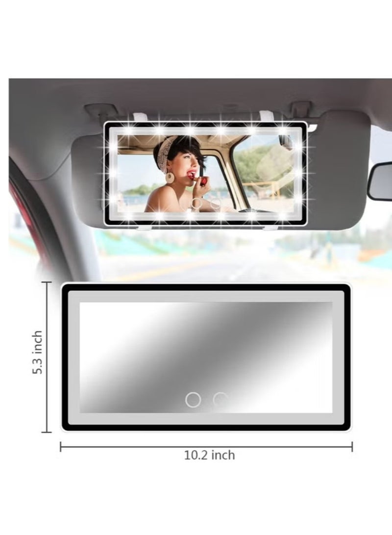 Loquat Rechargeable Car Makeup Mirror with LED Light USB Power Supply, Three-Color Sun Visor Mirror - Image 2